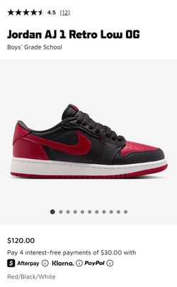 Boys Size 5.5 Retro Jordan 1 Low