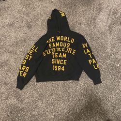 Supreme Team Flocked Hooded Sweatshirt Black