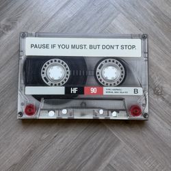 MOVING - Cassette Tape Canvas Wall Art (12” x 18”) – “Pause If You Must”