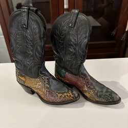 Vintage Dan Post Rainbow Snakeskin Boots