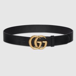 Gucci GG Marmont 1.5” Wide Belt – Black Leather, No Belt Loop