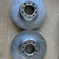 Mercedes 560SEL 86-91 Front Drill Slot Rotors Ceramic Brake Pads