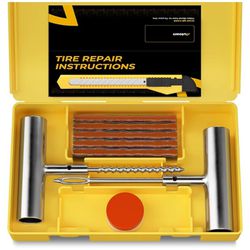 New Tire Repair Kit with Plugs Fix Punctures & Plug Flats with Ease - Heavy Duty Flat Tire Puncture Repair Kit for Car, Motorcycle, ATV, UTV, RV