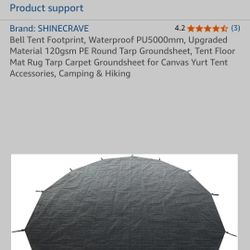 Bell Tent Footprint, Waterproof PU5000mm, Upgraded Material 120gsm PE Round Tarp Groundsheet, Tent Floor Mat Rug Tarp Carpet Groundsheet for Canvas Yu