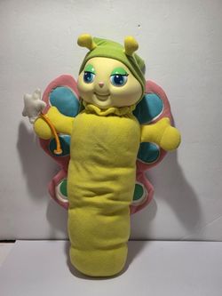 Glo Butterfly Plush Gloworm Glow Worm Hasbro 1985 Lights Up Works w Star Vintage