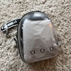 Stylish Metallic Silver Backpack with Circular Accents for cats or pets carrier