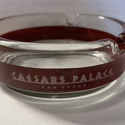 Vintage Ashtray Caesars Palace Las Vegas Casino Collectable Red Clear Glass USA
