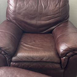 Best Offer!! Leather arm Chair And Ottoman By Ashley Furniture 