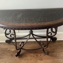 Wood & Metal Scrolled Console Table