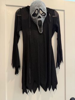 Ghostface Halloween Costume with Rhinestone Mask