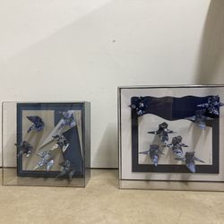 Encased Bird Origami Wall Hangings