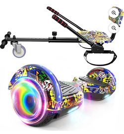 LENOGE  Hoverboard with Seat, 6.5" Hover Board Go Kart, 300W Powerful Motor, 6-10MPH Max Speed Self Balancing Electric Scooter