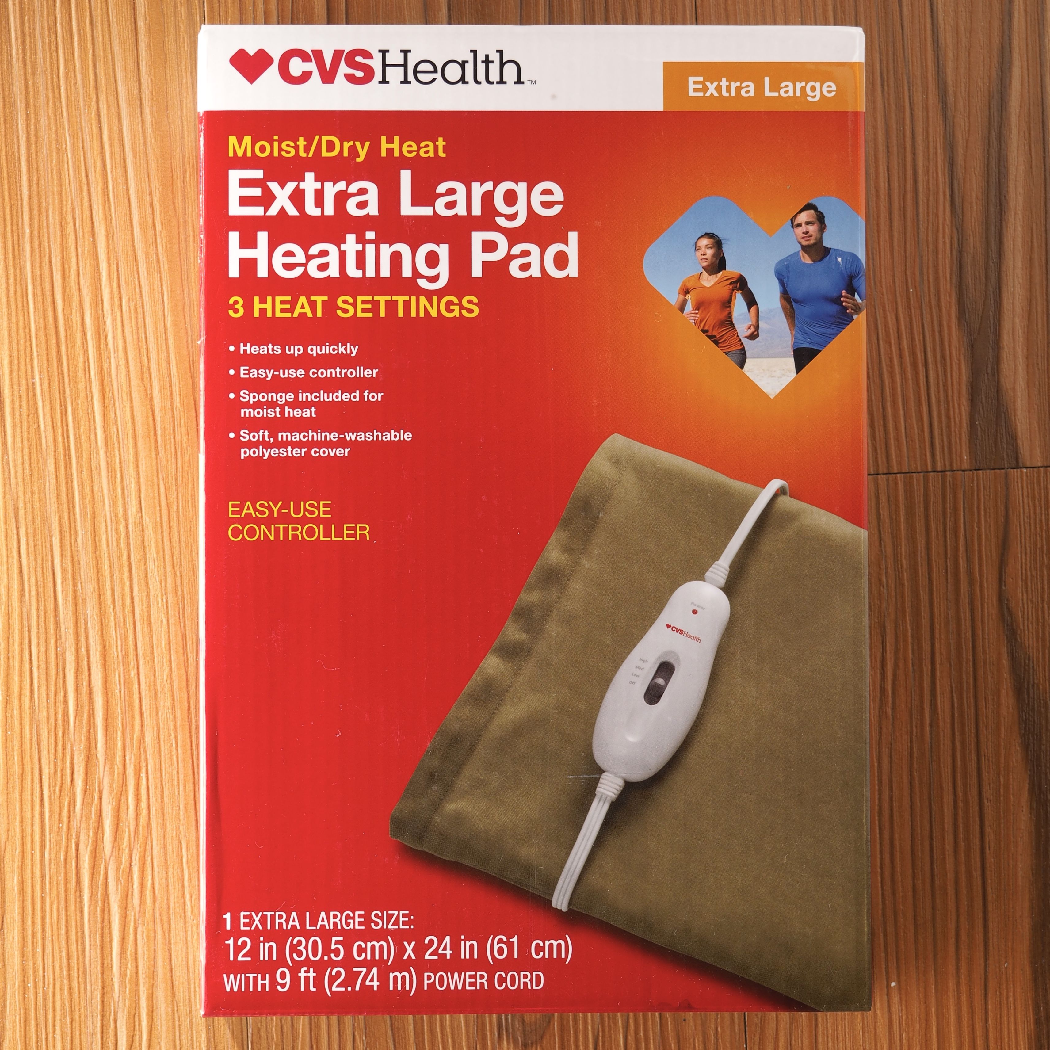 CVS Extra Large XL Heating Pad with Easy to Use Controller (12" X 24")