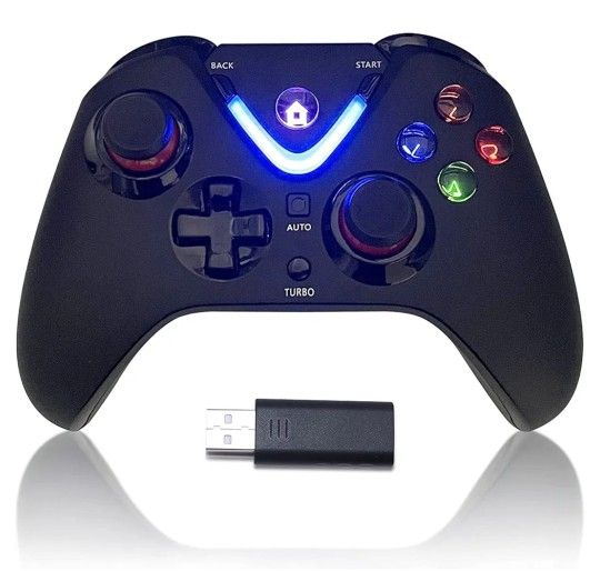 New Wireless Game Controller with LED Lighting Compatible with Xbox One S/X, Xbox Series S/X Gaming Gamepad, Remote Joypad with 2.4G Wireless Adapter,