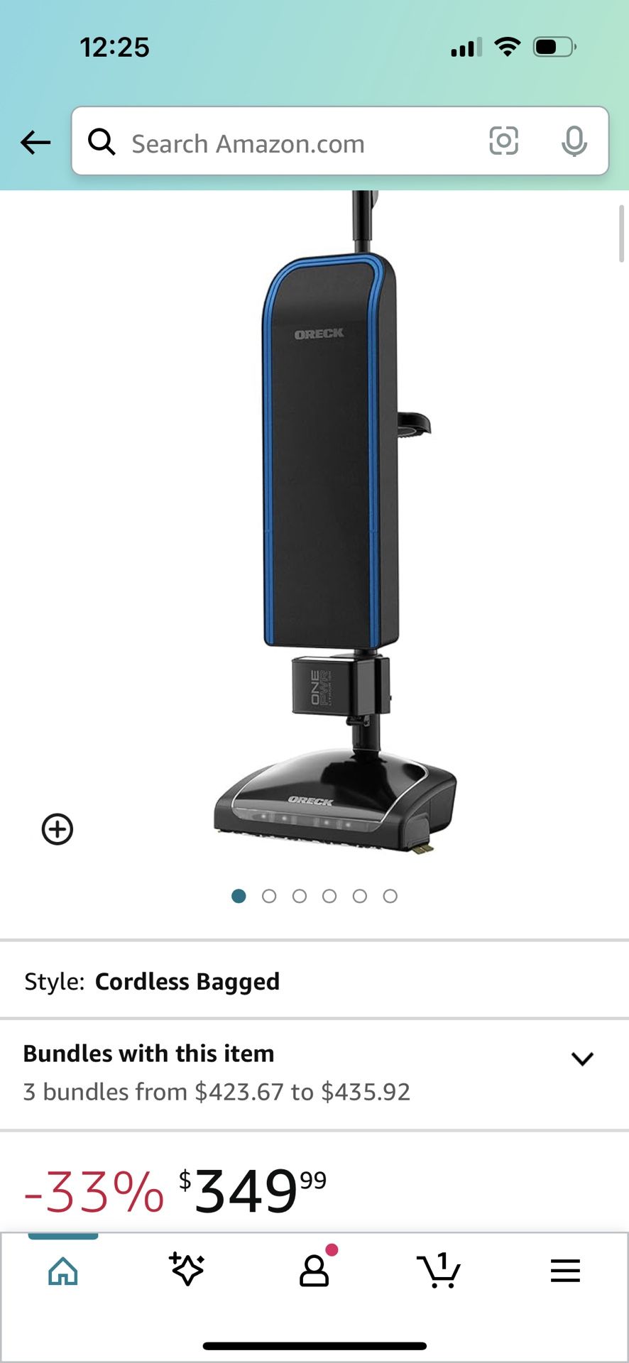 Oreck HEPA Cordless Upright Bagged Vacuum Cleaner, Lightweight Machine for Pets and Home, BK95520PC, Blue