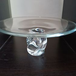 $24 Beautiful Pedestal Shallow Bowl Serving Piece. Heavy, 11" Could Be A Steuben Piece. Not signed 