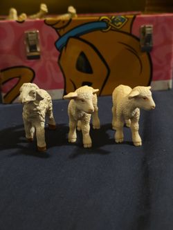 2 RETIRED Schleich Standing Lamb (Model #13285)