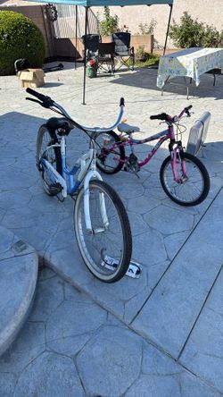 Beach cruiser and kids bike