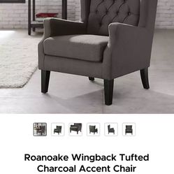 Roanoake Wingback Tufted Charcoal Accent Chair