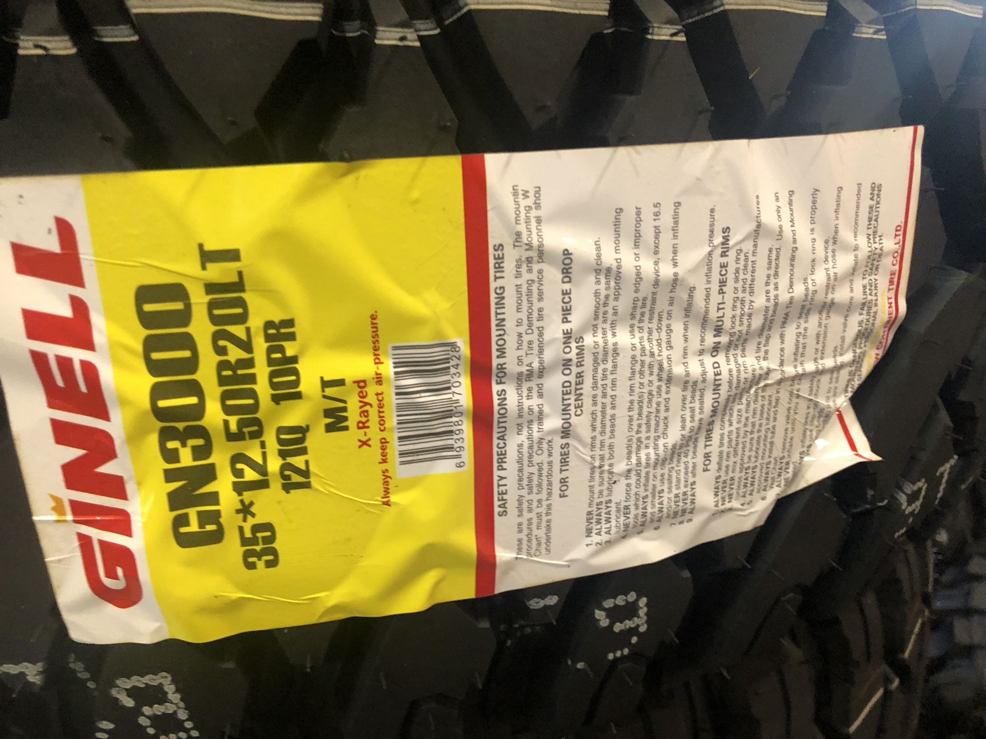 GINELL GN3000 35/12.5/20 MUD TERRAIN TIRES