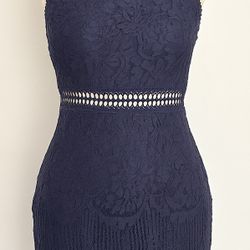 Elegant Black Lace Cocktail Dress – Size Large 