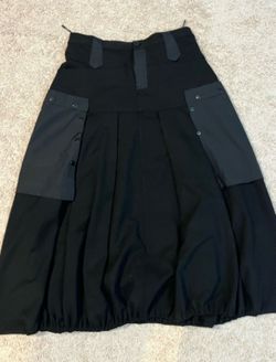 Black A-Line Skirt with Snap Pocket Panels