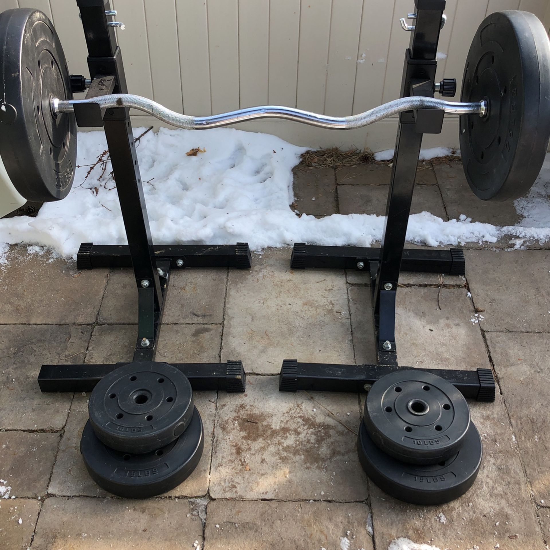 Yaheetech Barbell Weight Set +Olympic Curl Bar+weight Stand