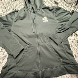 Green Bay Packers Hoodie Mens large grenn Zip Pullover Embroidered Sweatshirt