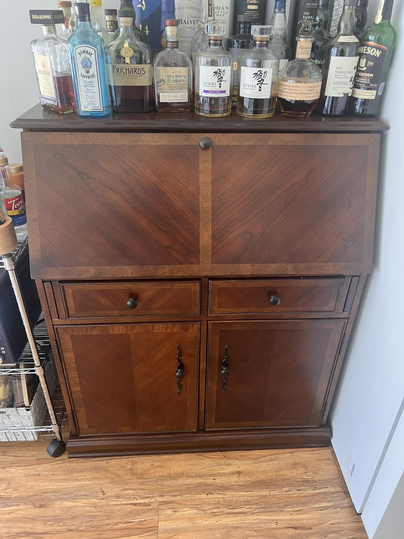 Heavy wood writing desk, real wood, mid-century, modern classic