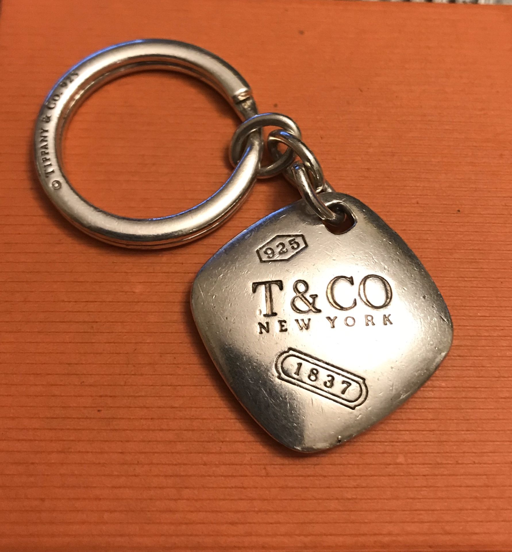 Tiffany & Co. 1837 Sterling Silver Square Key Ring Keychain