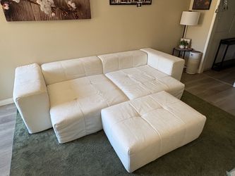 White Modular Sectional Sofa with Ottoman