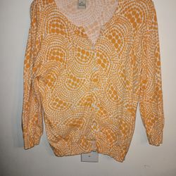 Evie Petite Orange And White Cardigan Size P/L