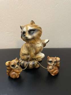 Notcrest Mama Raccoons With Babies On Chain   6 Inch  