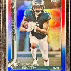 Topps Chrome NFL 2025 Devonta Smith Red White & Blue 