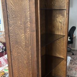 Mid Century Brutalist Style Wood Bookshelf 