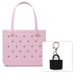 BOGG BAG COLOR BEACH HYDRANGEA VINYL HARD-SIDE SHOULDER HANDBAG WITH KEYCHAIN 