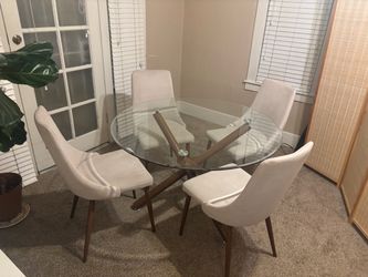 5pc round glass dining table