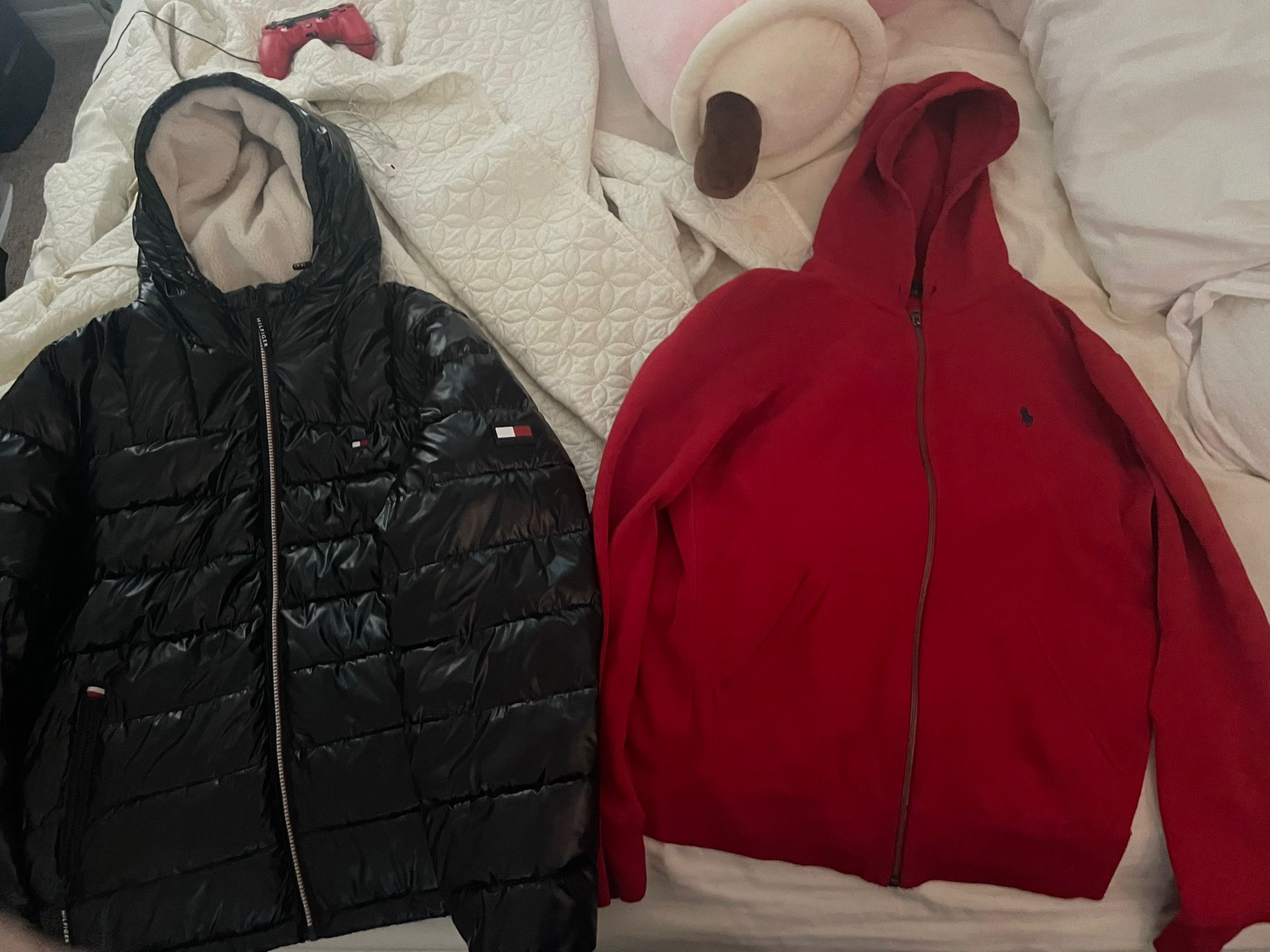 Tommy Hilfiger Puffer Jacket Medium& Red Medium Polo Jacket 