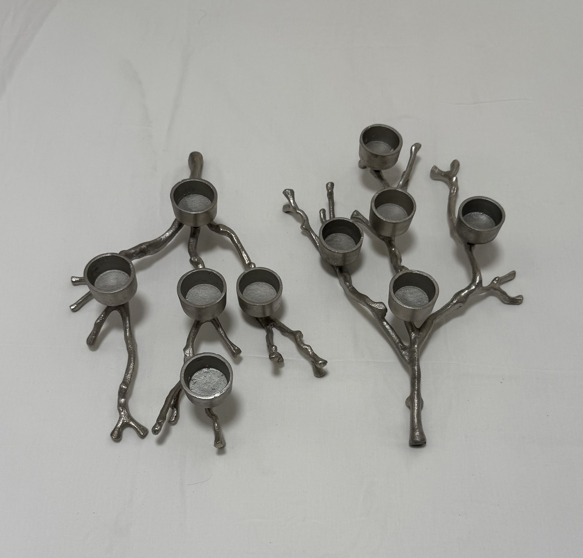 Modern Tree Branch Metal Candle Holders (Set of 2)