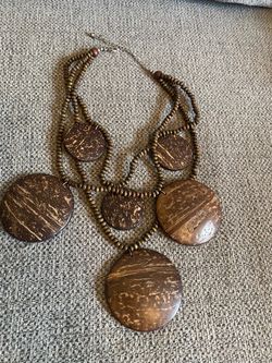 Wood Circle Statement Necklace