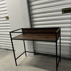 Slim Profile Desk (Mixed Materials- Black Metal, Wood)