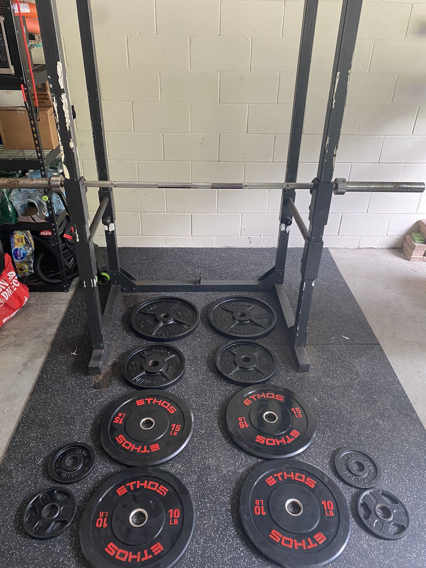 Power Rack With Barbell And Weights