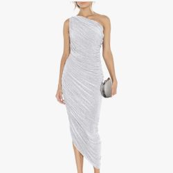 Silver Ruched Dress Size Small