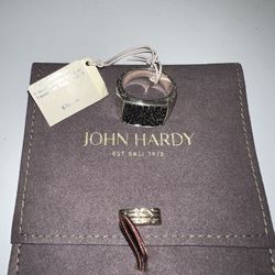Sterling Silver Black Sapphire JOHN HARDY Modern Chain Signet Ring Size 11