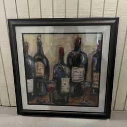 Framed Wine Bottle Art 38”X38”