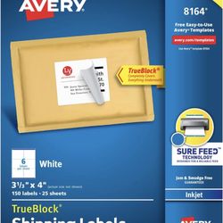 Avery Shipping Labels w TrueBlock Technology for ink jet printers 3-1/3" x 4", 150 Labels per Pack