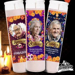 Dia De Los Muertos Personalized candles Day of the Dead Ofrenda