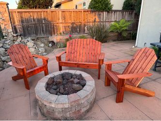Handcrafted Redwood Outdoor Adirondack Chair Set