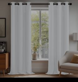 Deconovo Blackout Curtains for Bedroom Thermal Insulated Room Darkening Grommet Window Drapes Pure White 38W x 84L Inch Pack of 2 for Living Room Nurs