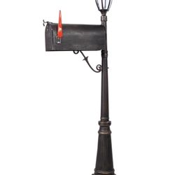 Assembled New Mailbox with Post Lights,Mailbox/Post Light Combo for Outside,Stratford Heavy Duty Cast Aluminum Post Mount Mailboxes for Outside Decora
